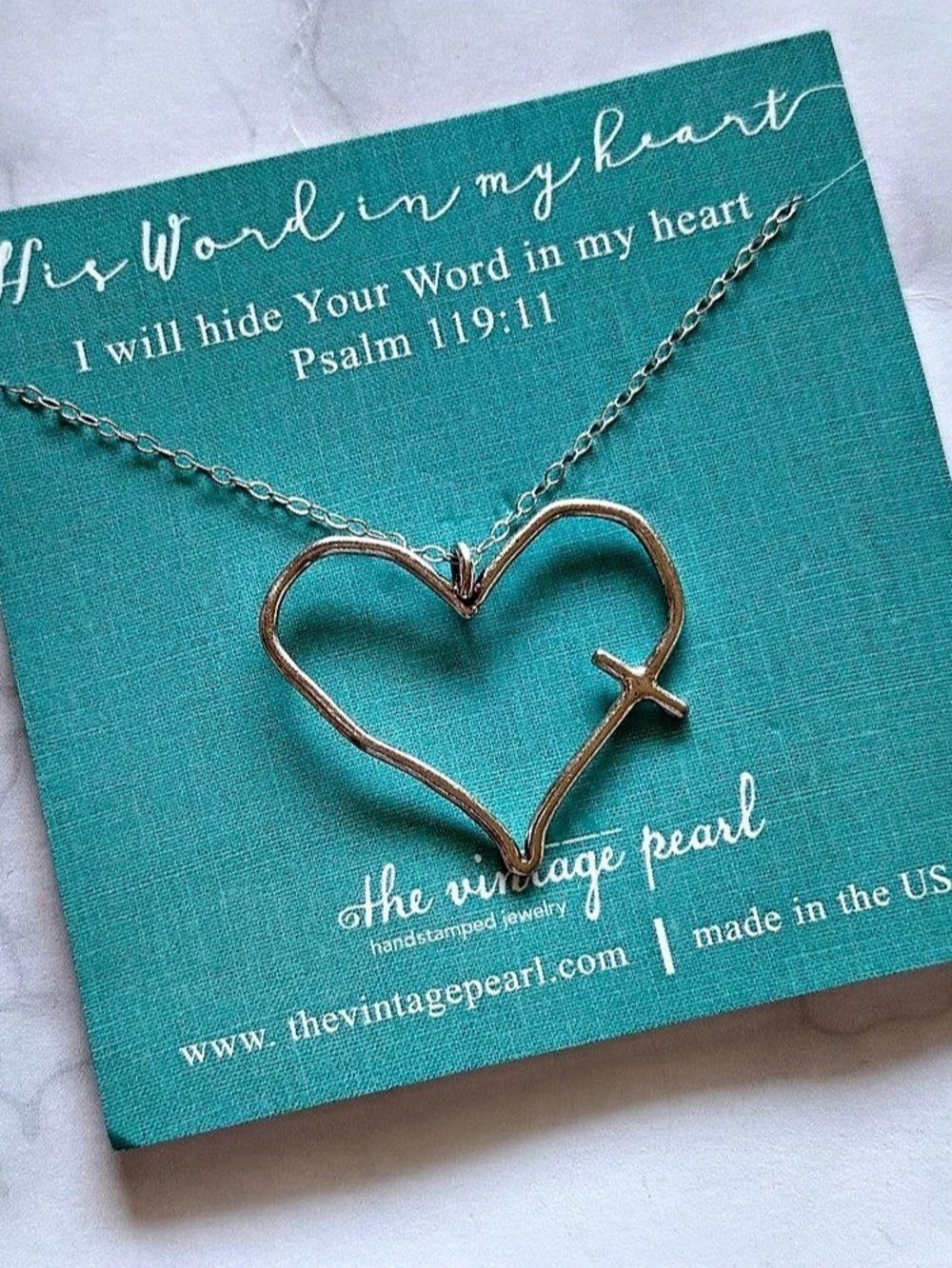 The Vintage Pearl His Word in My Heart Necklace Sterling Silver NWT